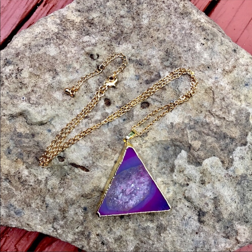 🔴2 for $20 Natural Geode Agate Stone Necklace - Picture 3 of 7